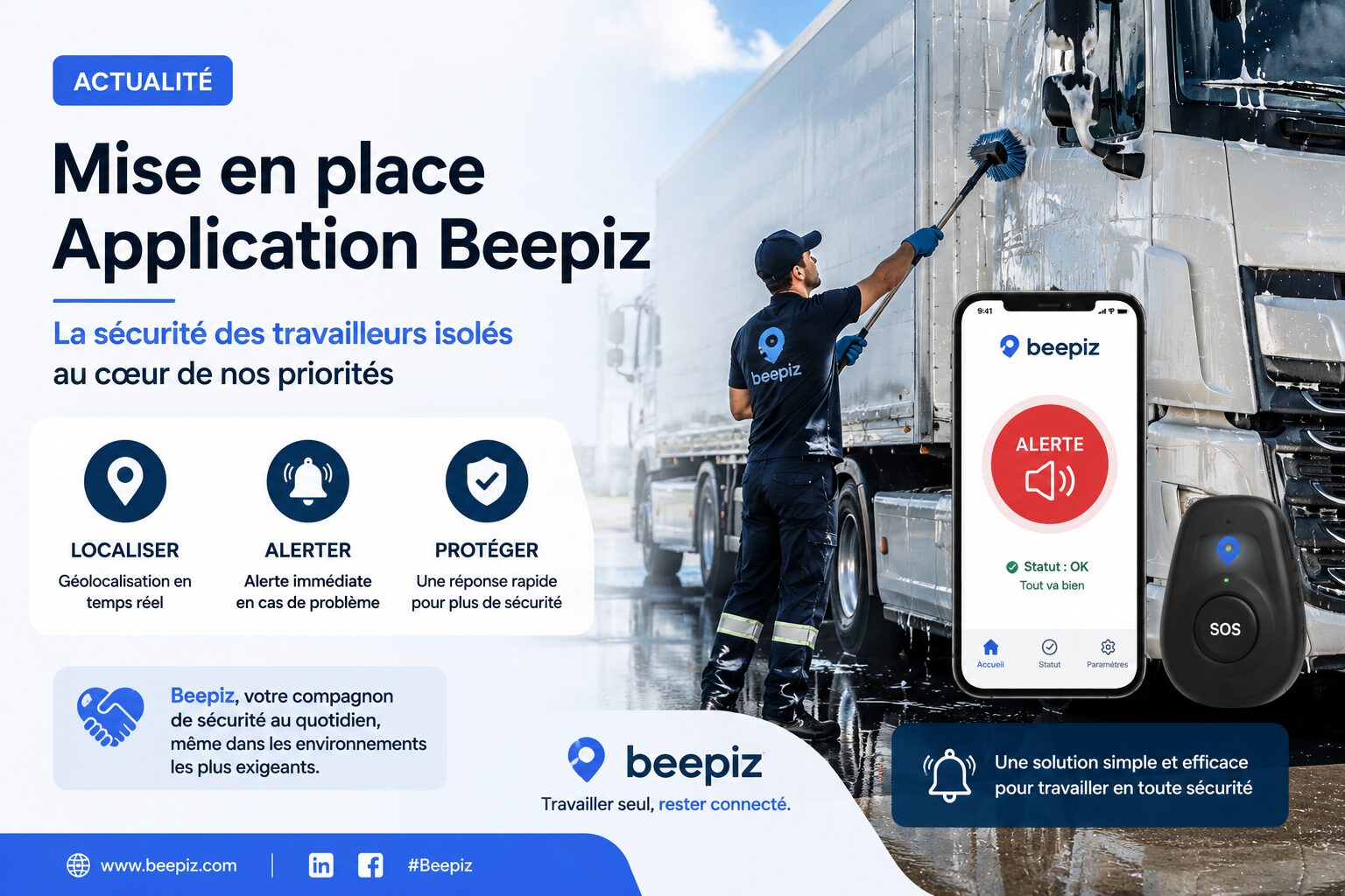Mise en place Application Beepiz, application pour les travailleurs isolés